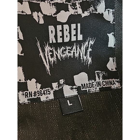 Rebel Vengeance LARGE All Over Print Japanese Samurai Skull Short Sleeve Jacket - Picture 12 of 14